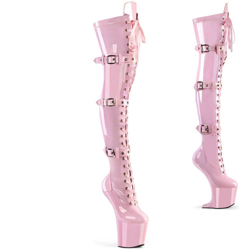 Pleaser - CRAZE3028 Plattform Overknee Stiefel - Rosa